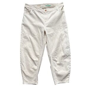 Anthropologie Pilcro The Bow Boyfriend Jeans Cream Barrel Leg 16W Plus Size